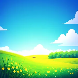 Golden Fields: Summer Sky and Rolling Hills