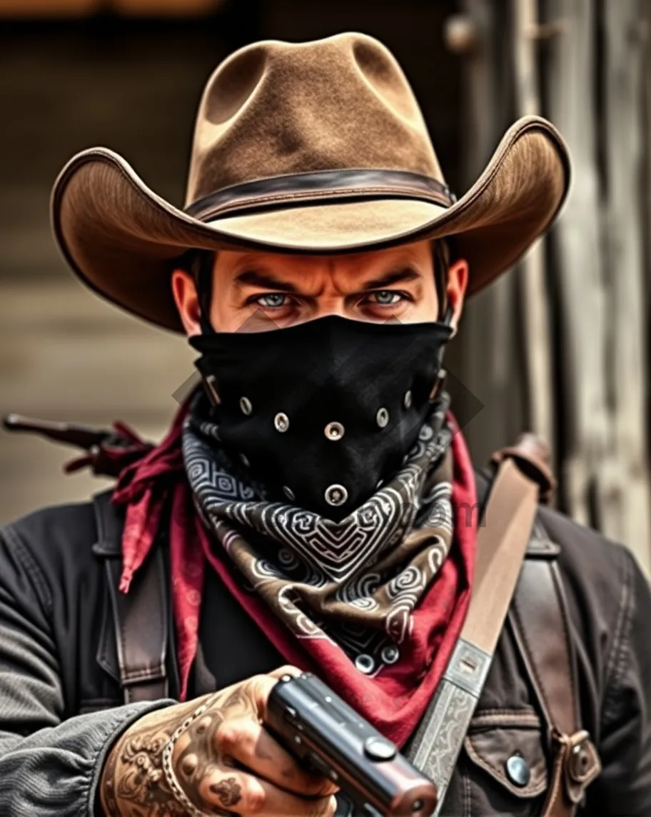 Picture of Sorcerer in Black: Mysterious Man in Fashionable Attire