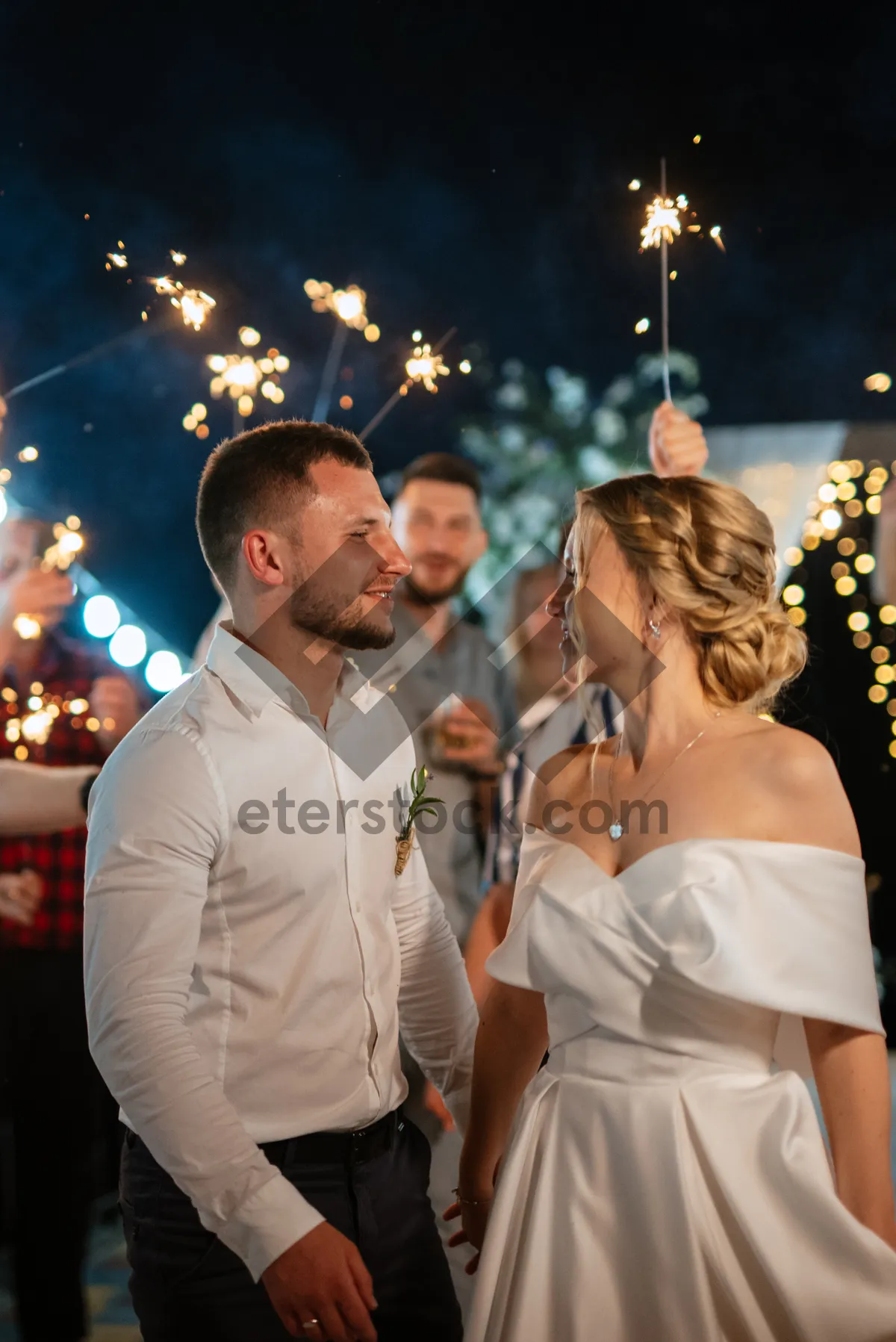 Picture of Attractive couple at nightclub having fun and smiling