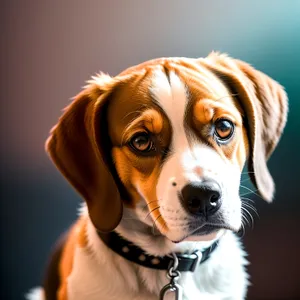 Adorable Beagle Puppy Sitting with Collar