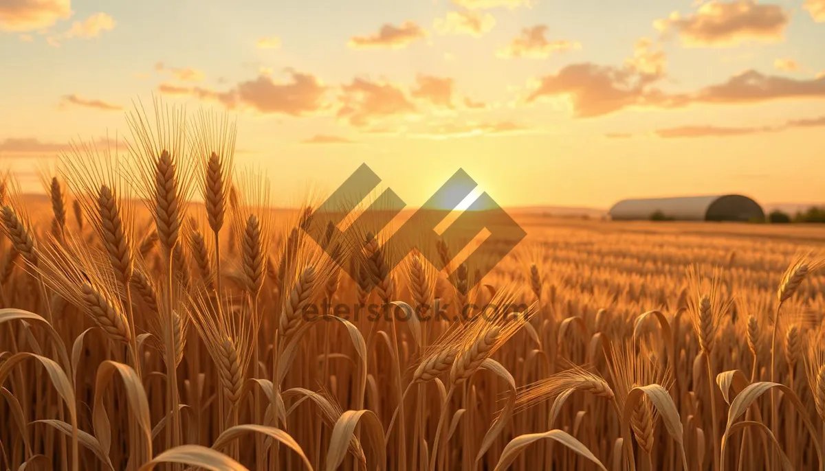 Picture of Golden Wheat Field Under Blue Summer Sky