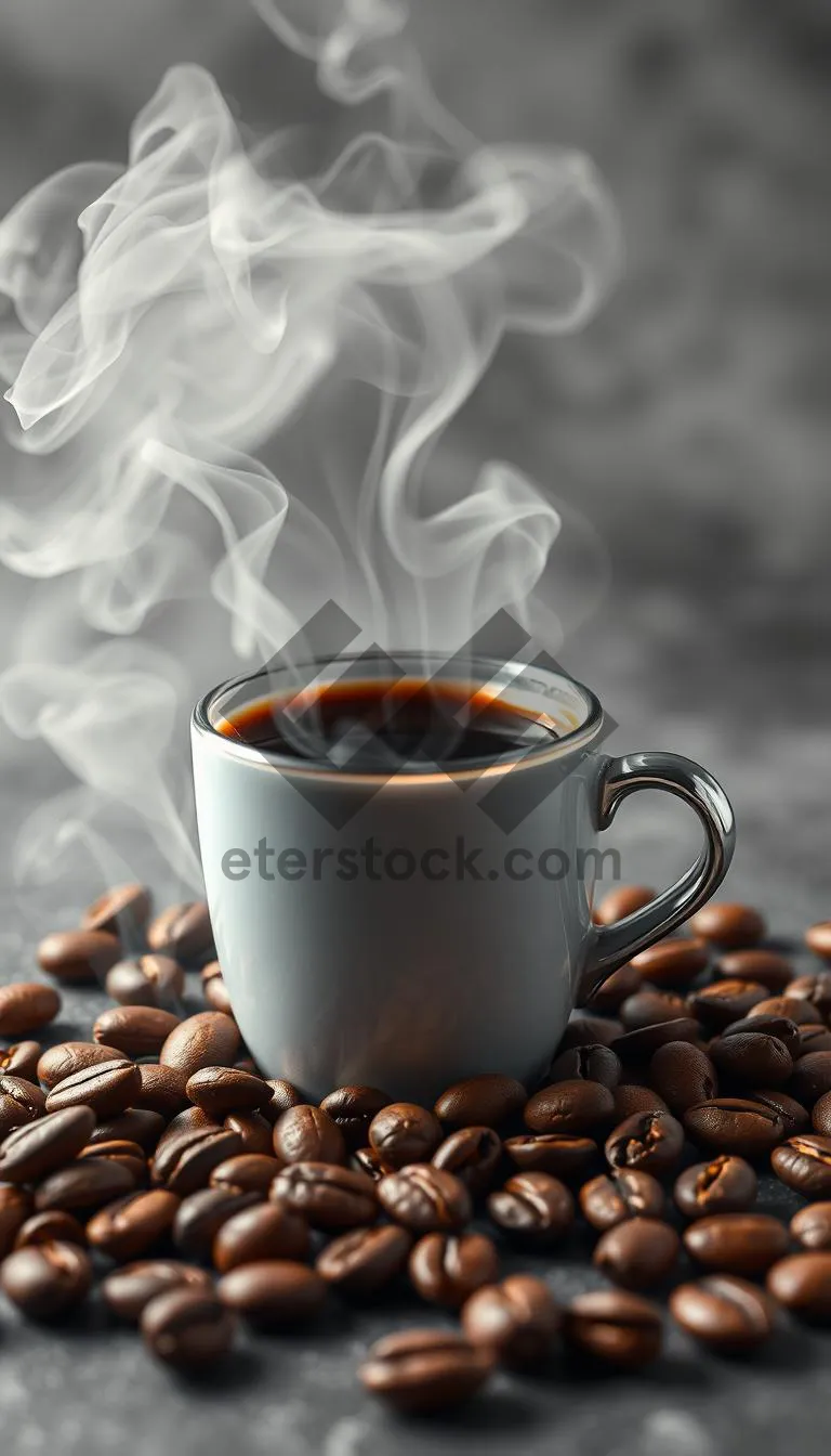 Picture of Hot Cappuccino Morning on Black Table