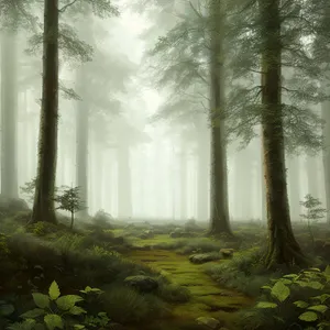 Misty Morning Path in Scenic Forest