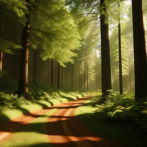 Serene Woodscape: Tranquil Path Through Lush Forest