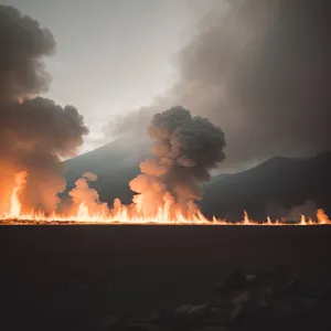 Fiery Mountain Sunset: Captivating Volcanic Blaze