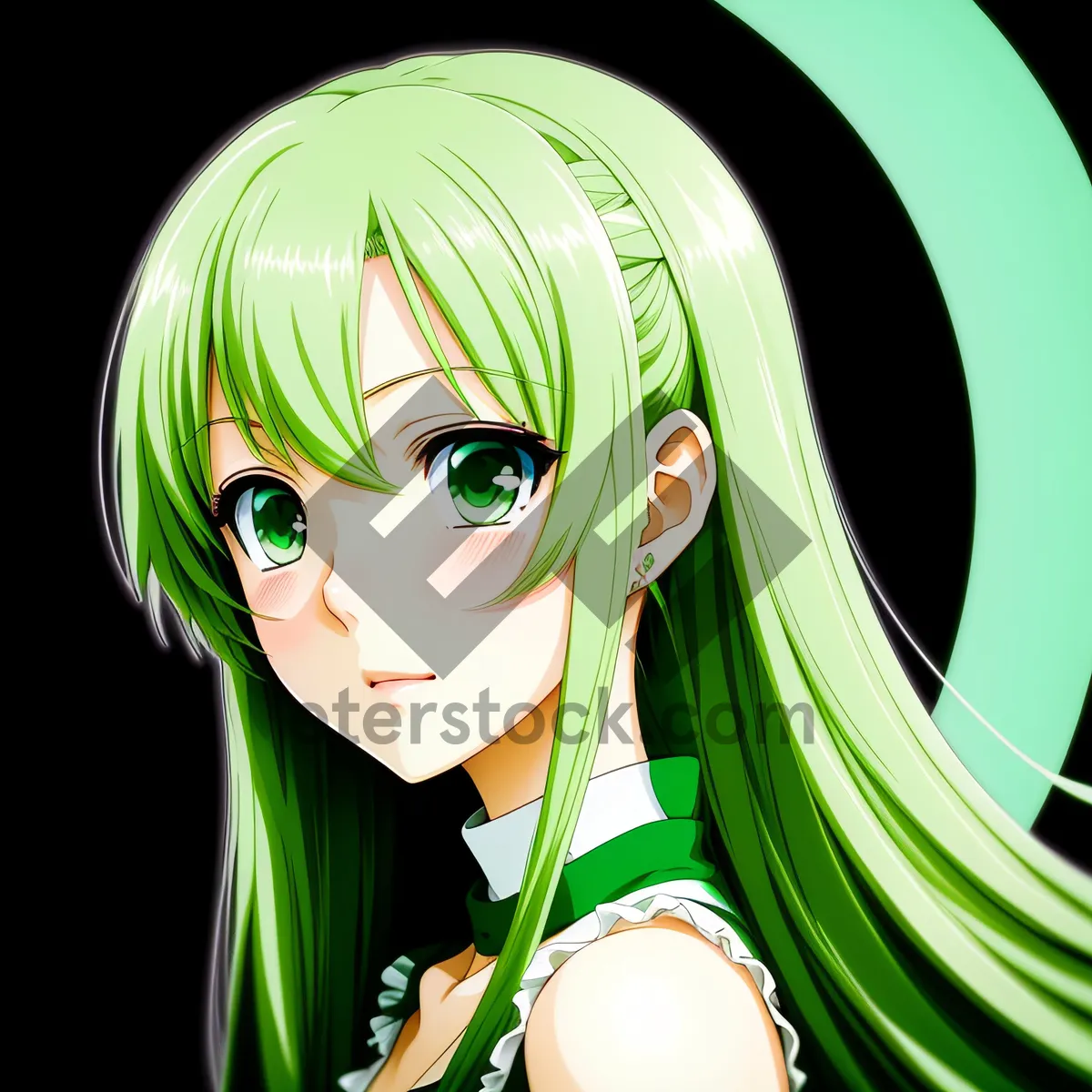 Picture of Cartoon Model with Artistic Hair and Amulet