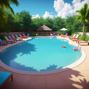 Tropical Paradise Poolside Relaxation at a Luxury Resort