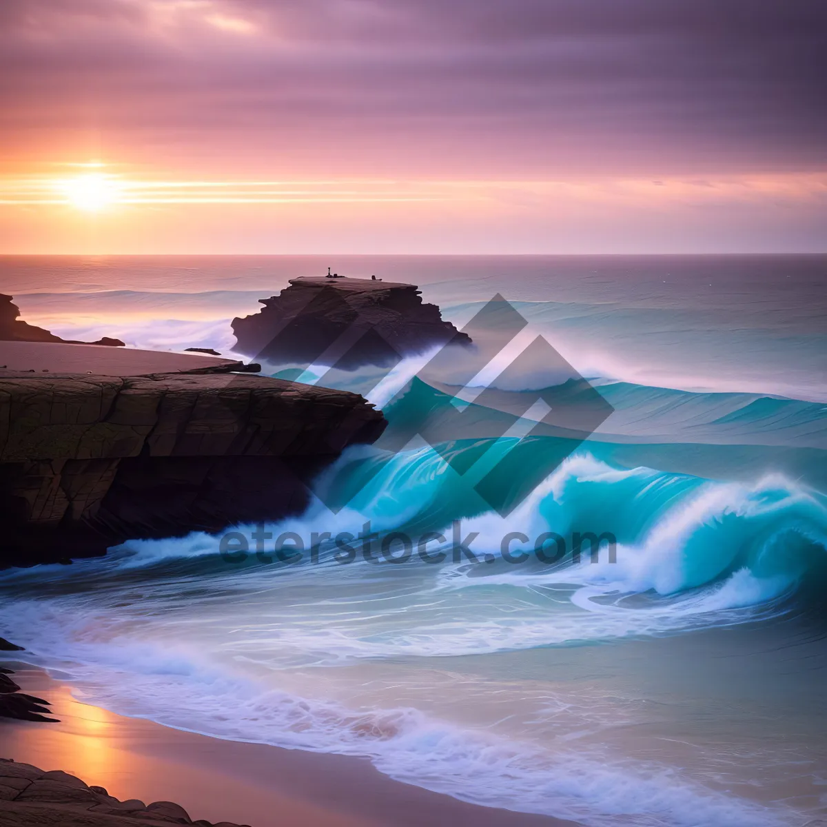 Picture of Tranquil Beachscape: Ocean View with Majestic Iceberg