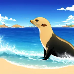 Tranquil Seaside Encounter with Playful Sea Lion