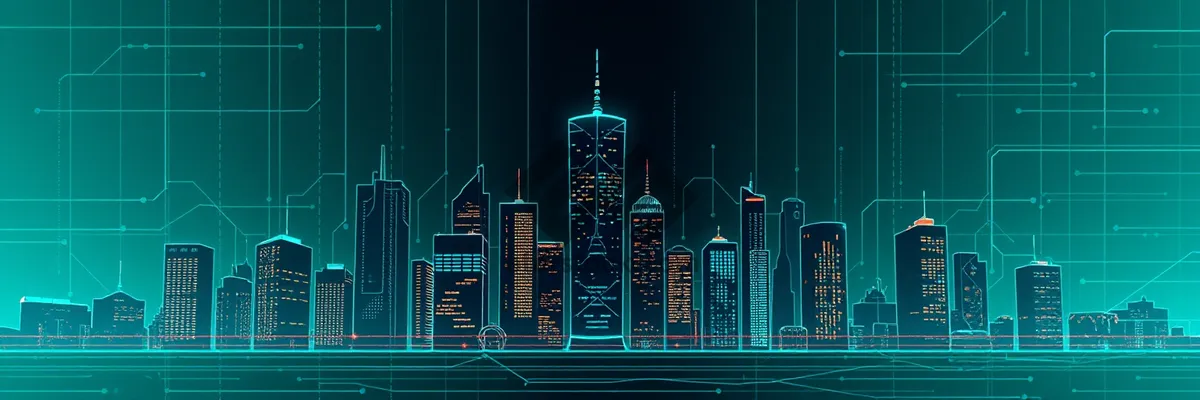 Picture of Modern corporate tower reflecting city lights at night