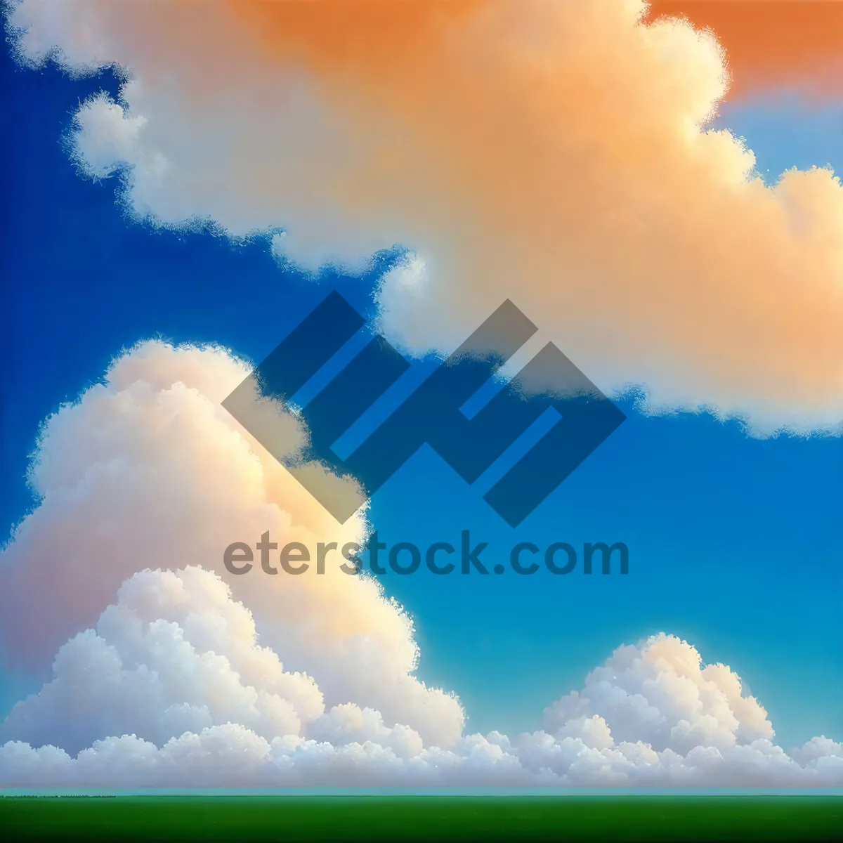 Picture of Vibrant Summer Sky with Fluffy Clouds