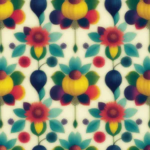 Colorful floral pattern wallpaper with retro design.