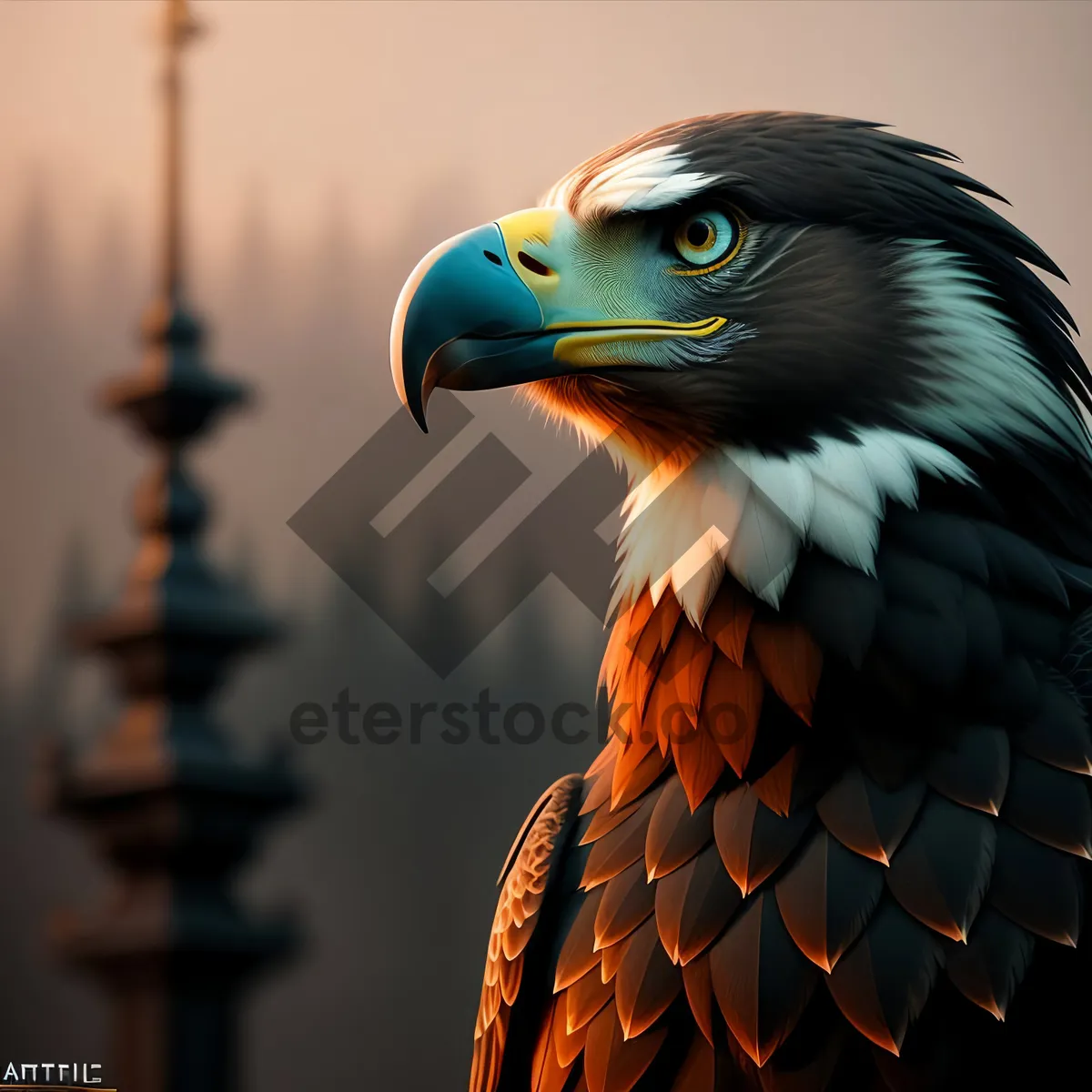 Picture of Bald Eagle With Piercing Yellow Eyes - Majestic Predator