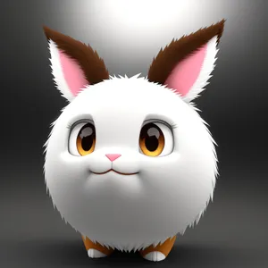 Cute Bunny Cartoon with Funny Pink Ears