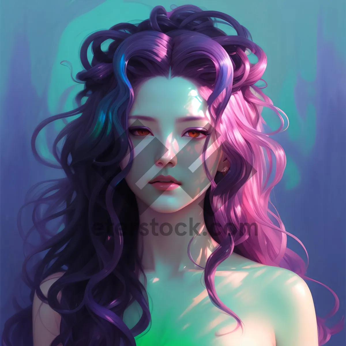 Picture of Sultry Waves: Alluring Fashion Model with Gorgeous Long Hair