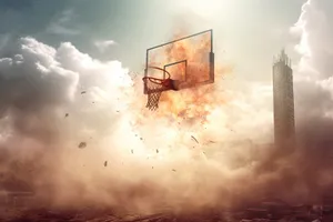 Sky landscape with clouds and backboard equipment.