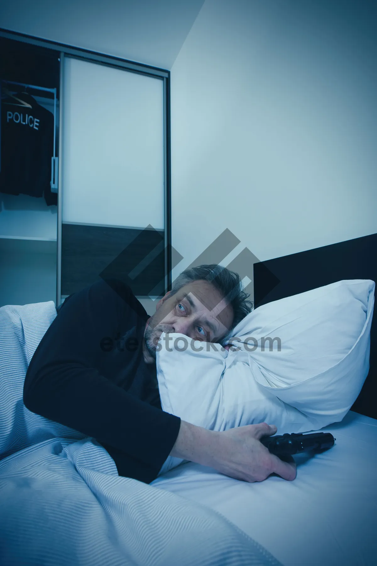 Picture of Happy man resting in hospital bed with partner