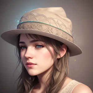 Beautiful brunette model in stylish cowboy hat