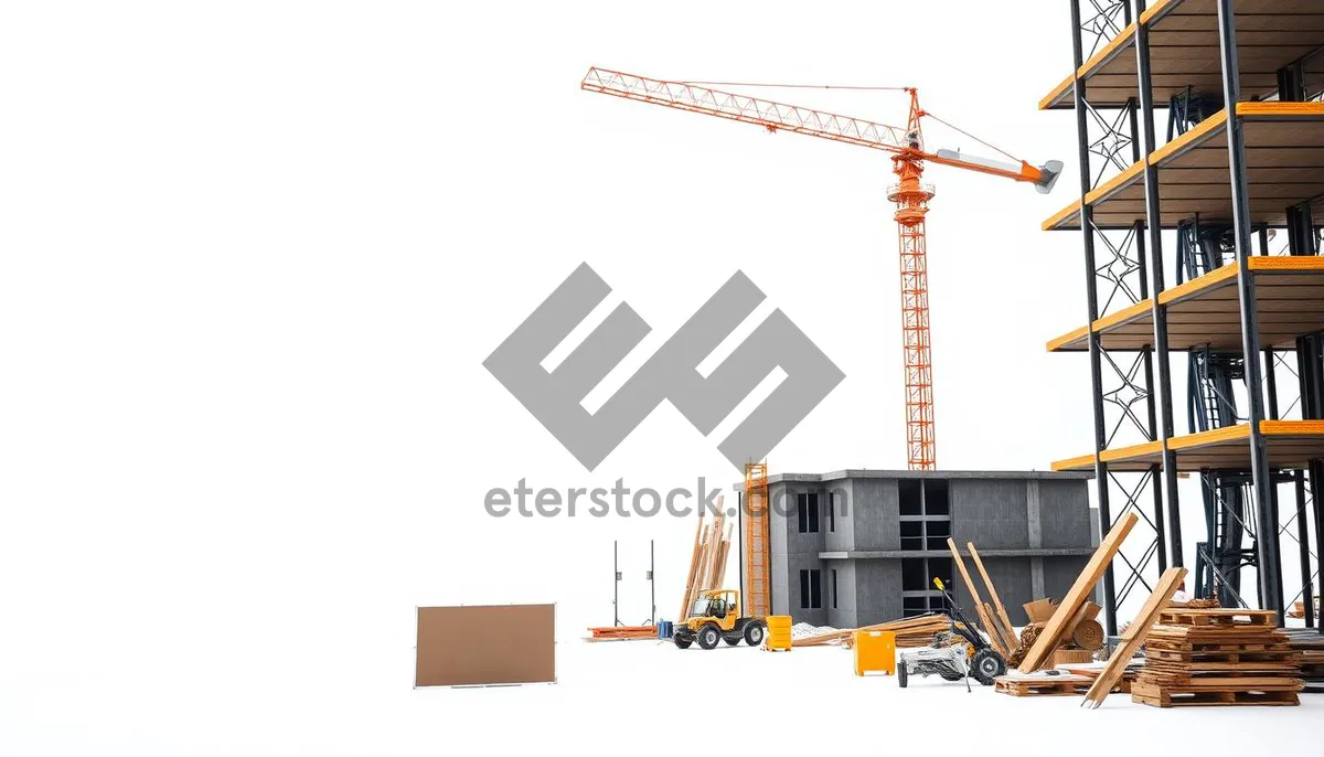 Picture of High Rise Crane in Urban City Skyline.