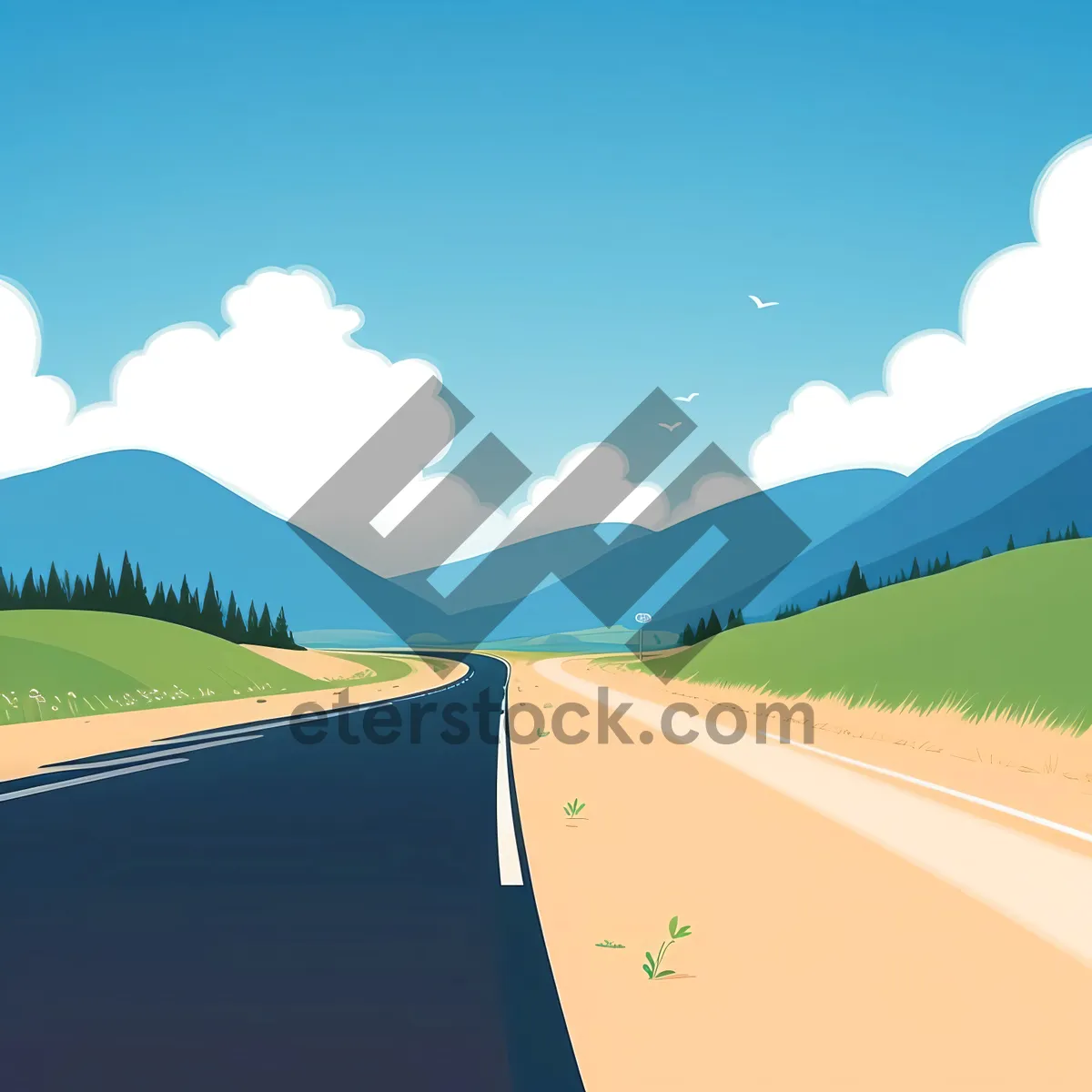 Picture of Serene Summer Sky Over Lush Country Meadow