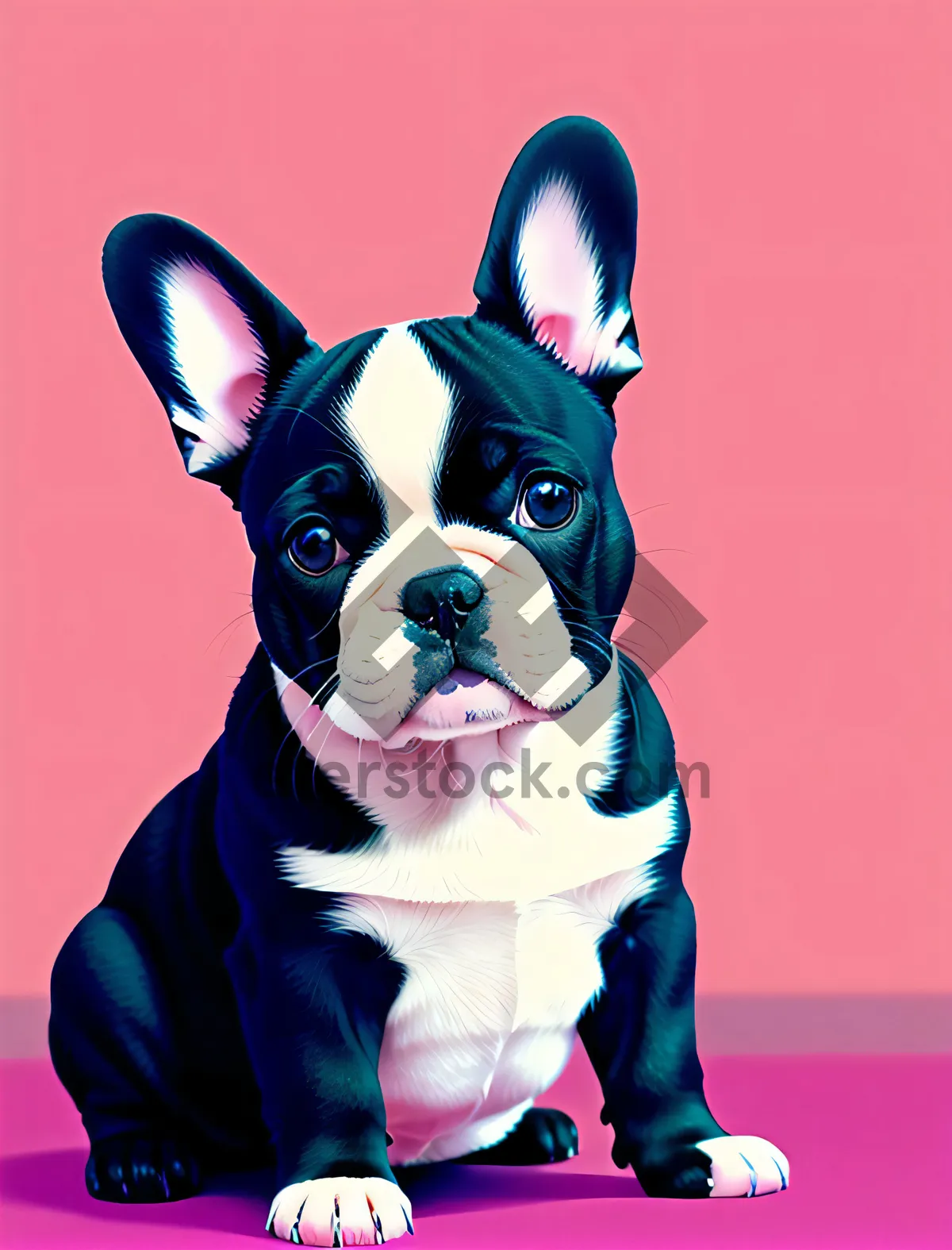 Picture of Cute Bulldog Puppy Portrait in Studio