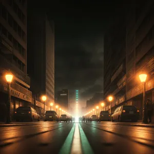 Nighttime Cityscape Illuminated by Skyscrapers and Bridge