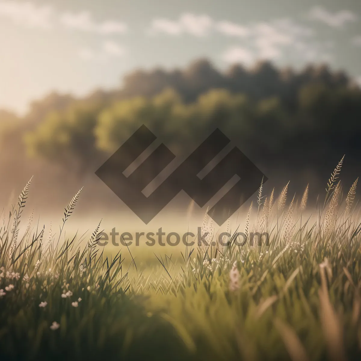 Picture of Golden Wheat Field under Clear Summer Sky