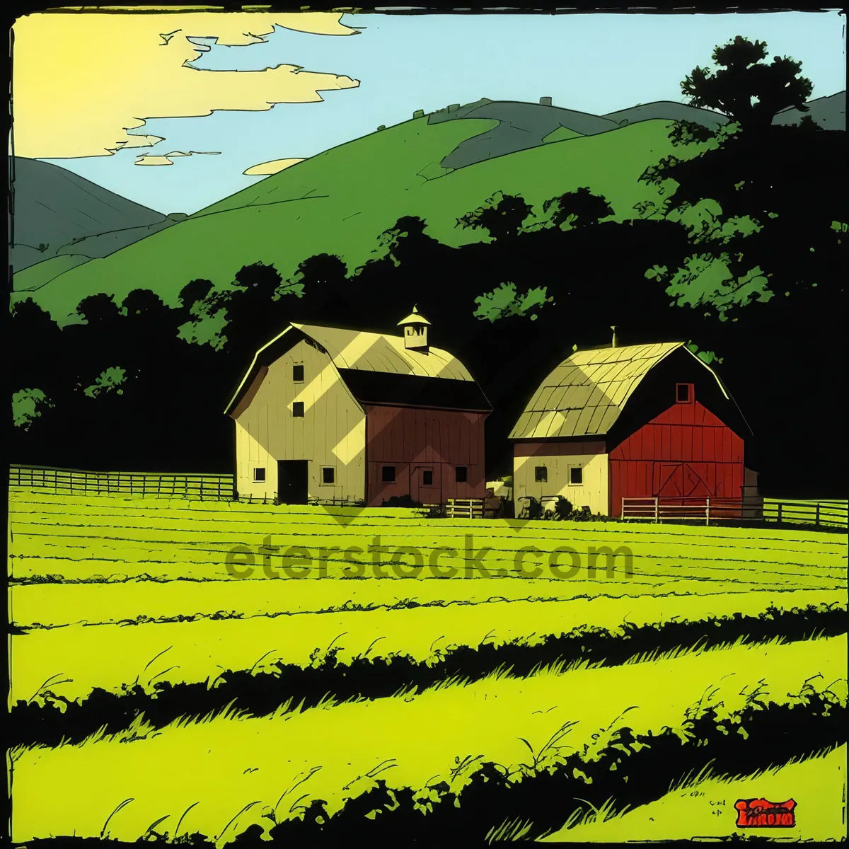 Picture of Old Barn in Rural Landscape