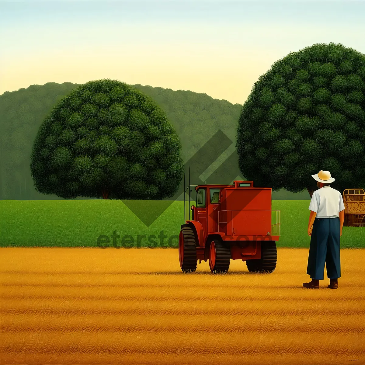 Picture of Golden Harvest: Bales of Wheat in Rural Landscape