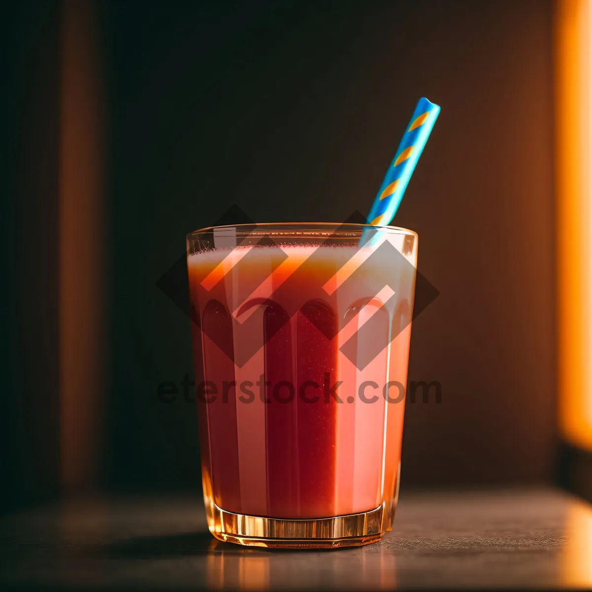 Picture of Refreshing Vodka Fruit Cocktail with Ice and Candle