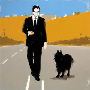 Confident Businessman with Scotch Terrier