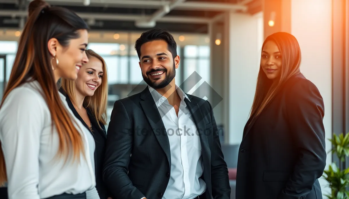 Picture of Diverse professional team smiling in office meeting.