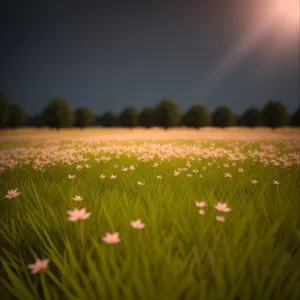 Golden Serenity: Wheat Field under Clear Summer Sky