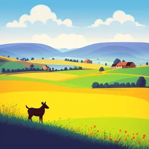 Vibrant Summer Countryside Horizon with Clear Blue Sky