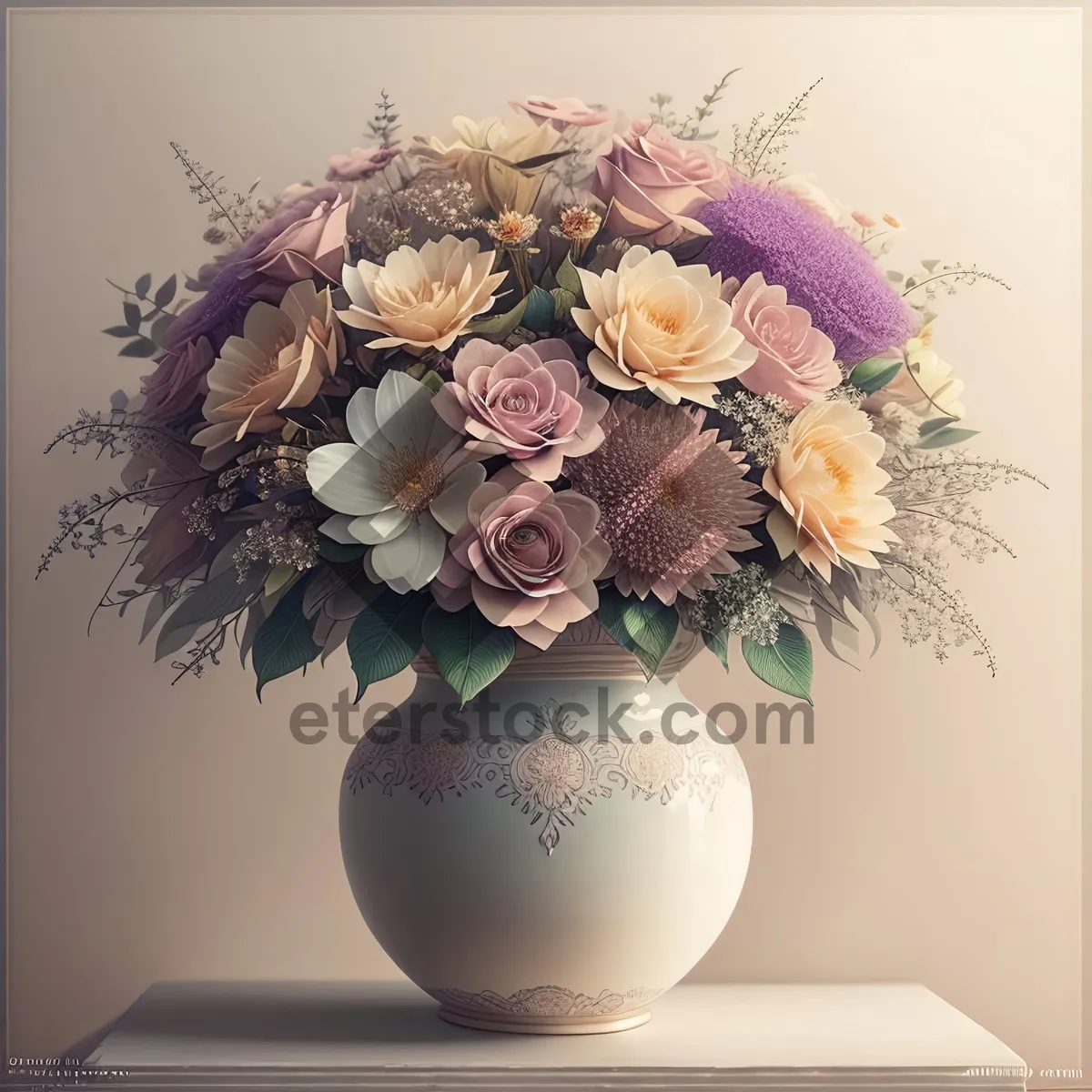 Picture of Festive Winter Floral Decor in China Vase