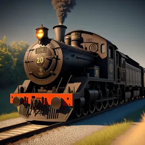 Vintage Steam Train on Railway Tracks