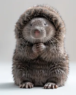 Studio hedgehog portrait with spiny fur and snout.