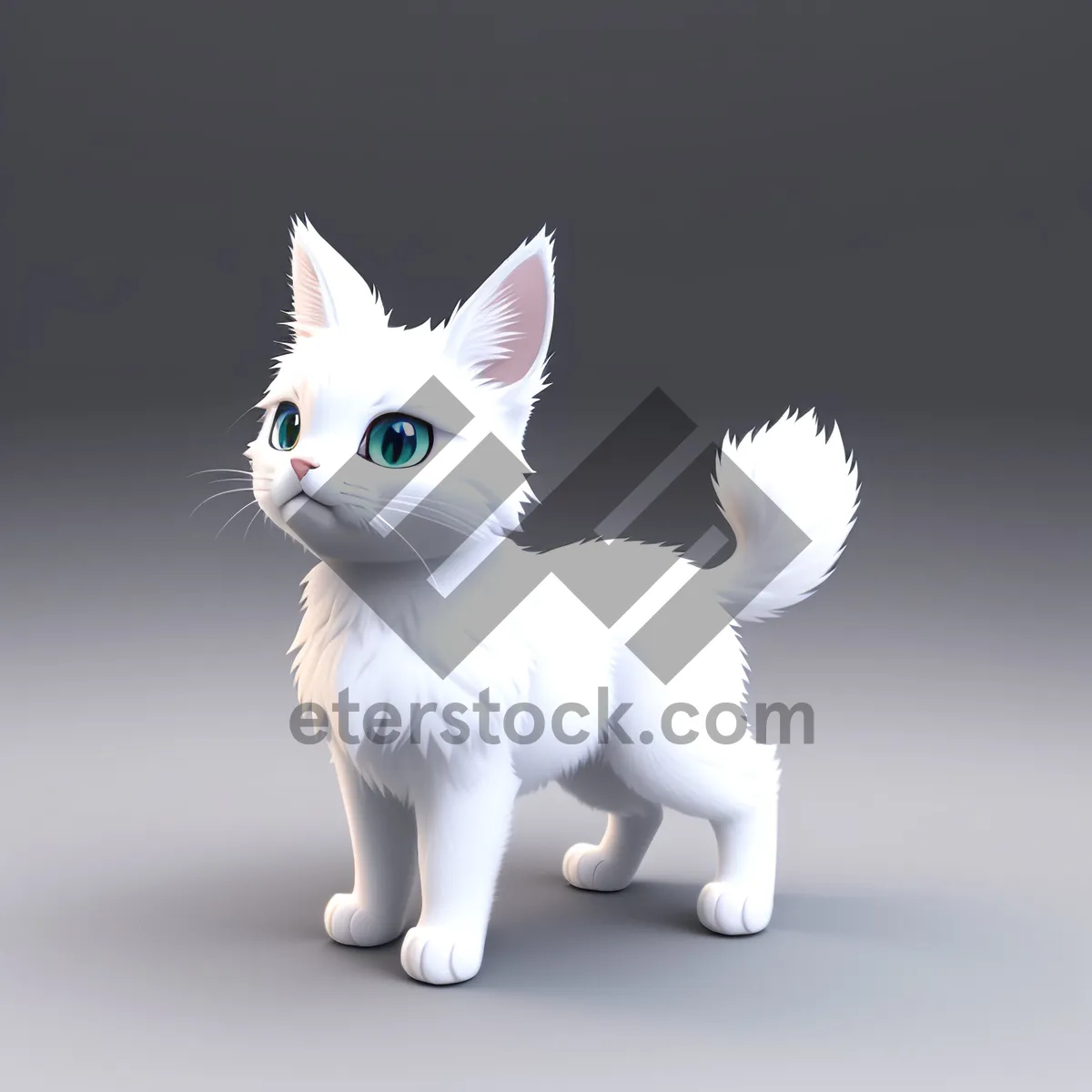 Picture of Fluffy white furball with curious eyes - Kitty portrait