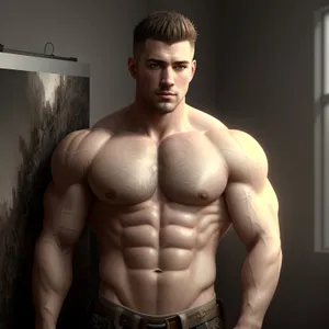 Muscular Man Exudes Strength and Dynamism.