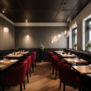 Modern luxury dining room with stylish furniture.