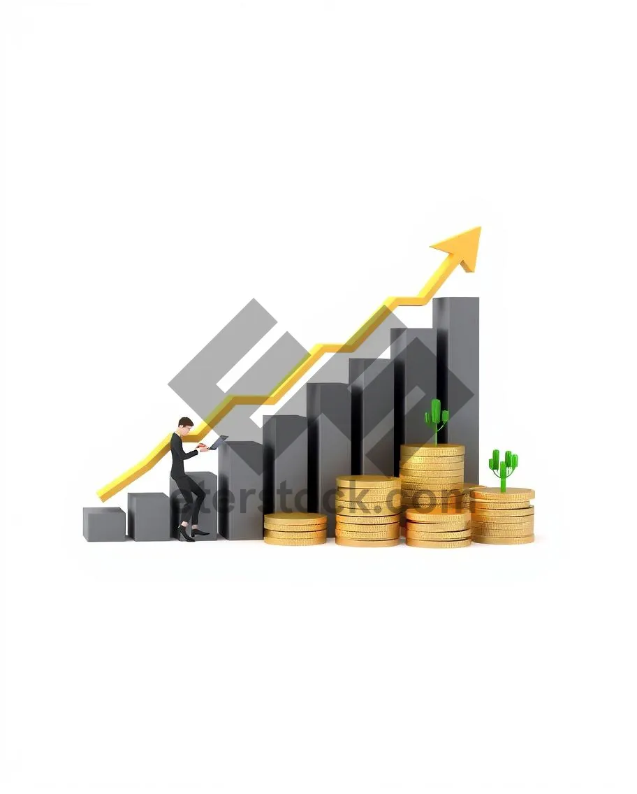 Picture of Finance Icon Set with 3D Arrow and Chimney