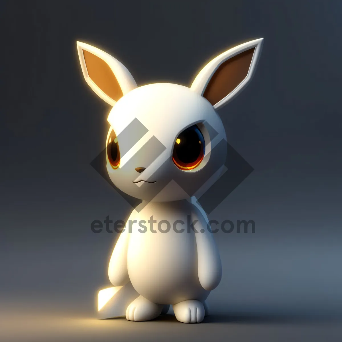 Picture of Cartoon bunny with 3D-rendered ear character