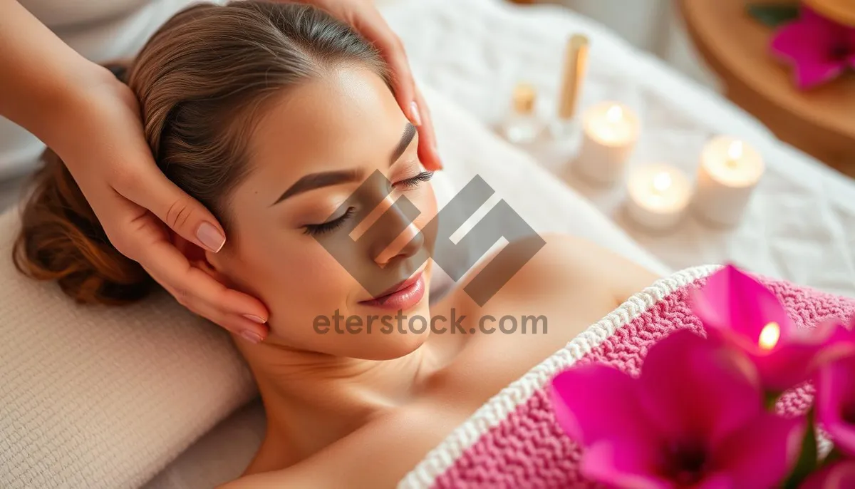 Picture of Attractive brunette woman receiving spa treatment with towel.