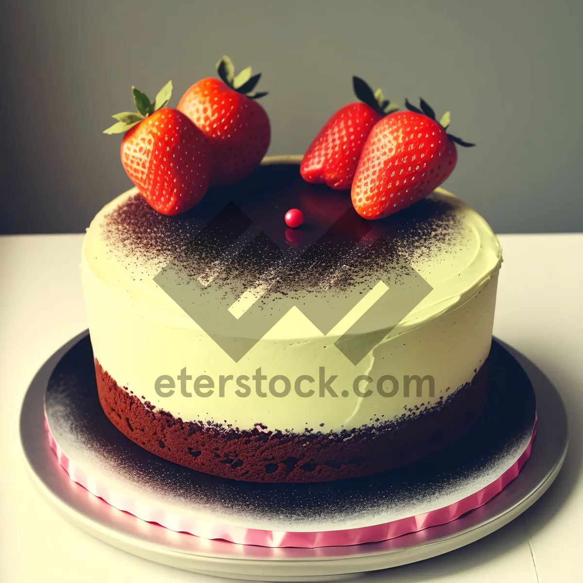 Picture of Delicious Strawberry Chocolate Cake with Fresh Berries