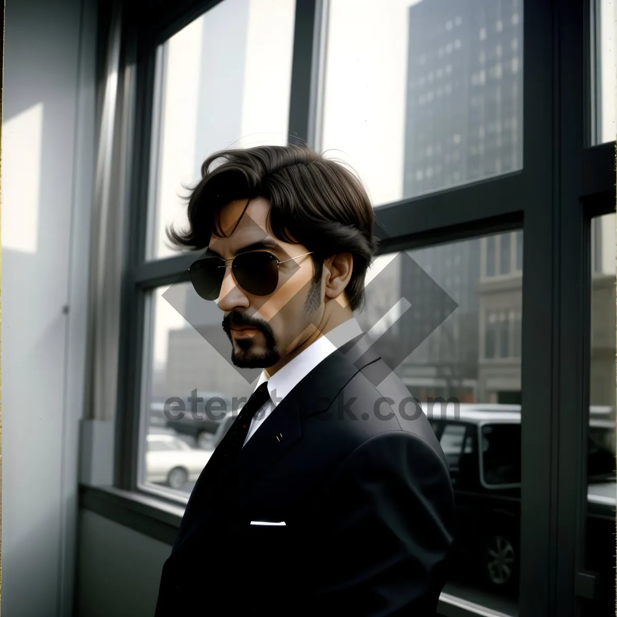 Picture of Successful Businessman in Office Meeting Smiling confidently