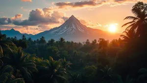 Scenic sunset view in rural mountain landscape