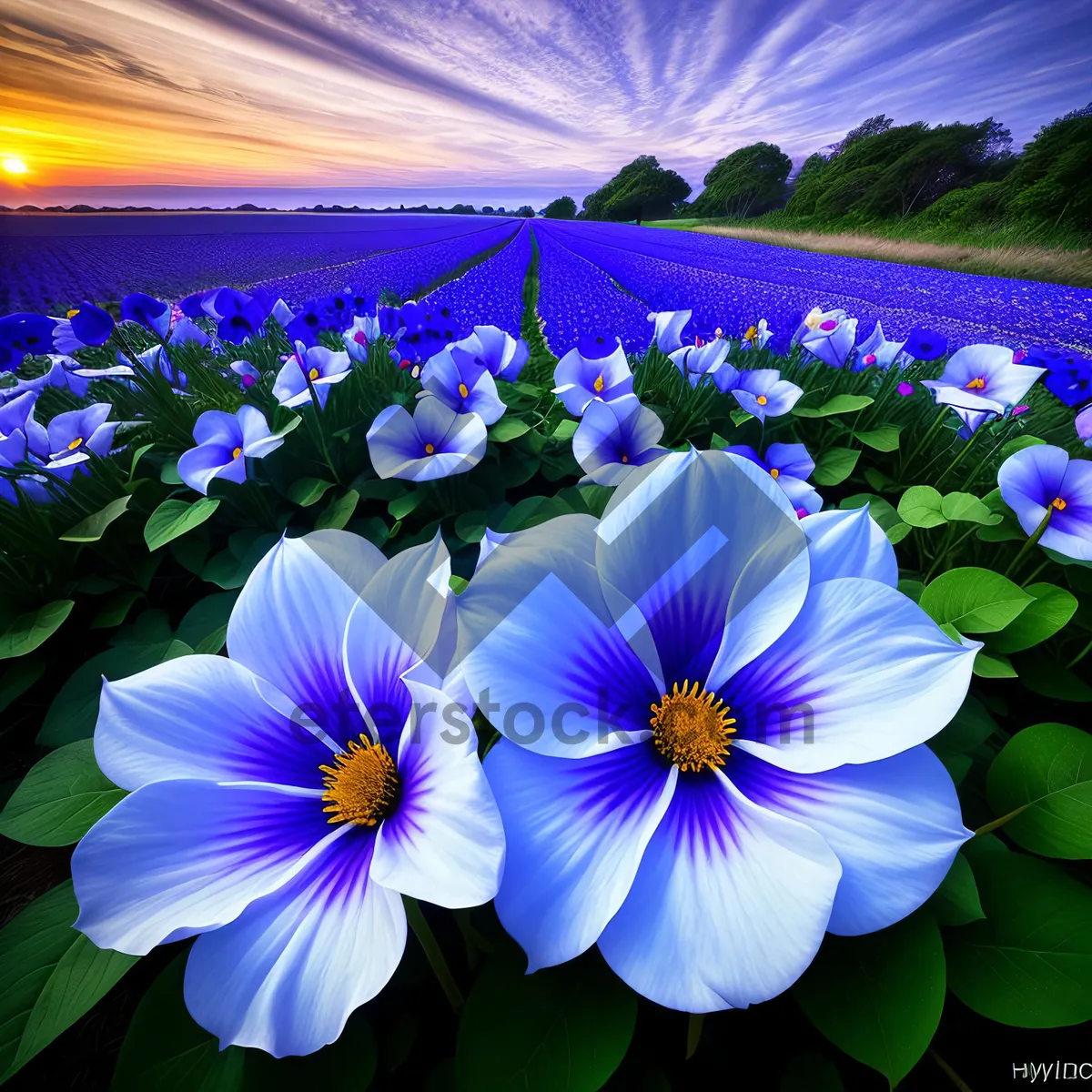 Picture of Colorful Viola Fractal: Vibrant Vascular Plant Art