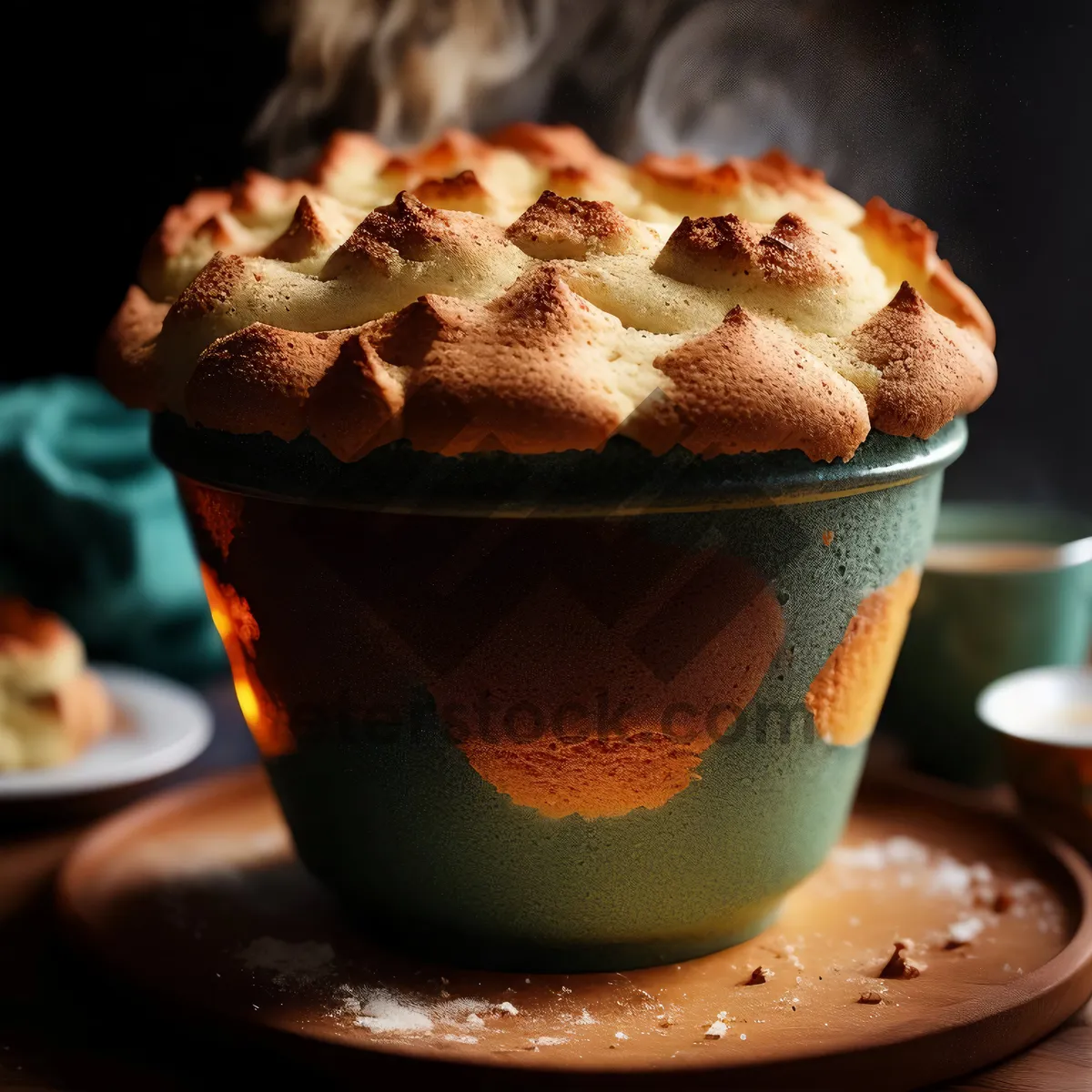 Picture of Delicious Morning Cup of Cocoa and Muffin