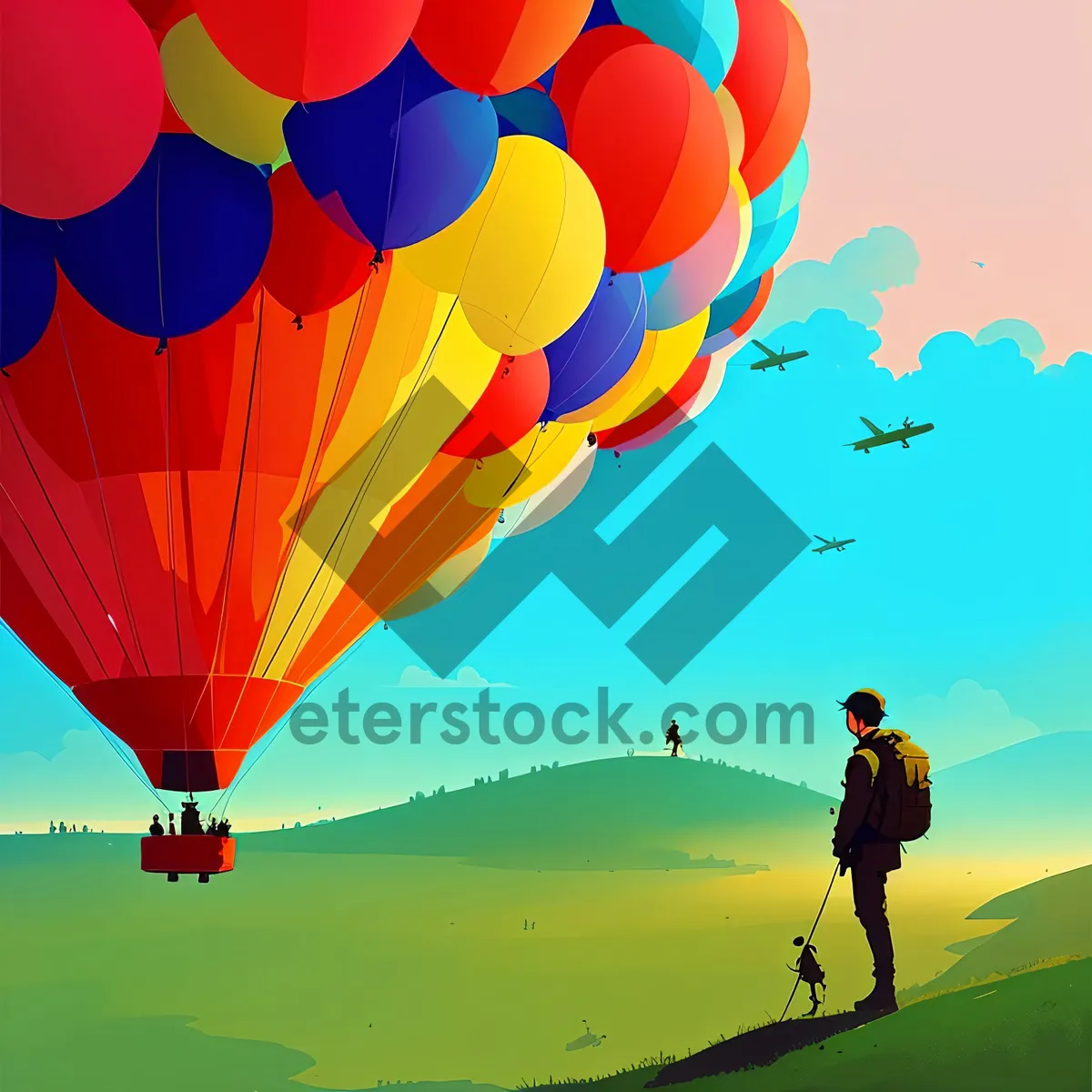 Picture of Colorful Hot Air Balloon Soaring in the Sky