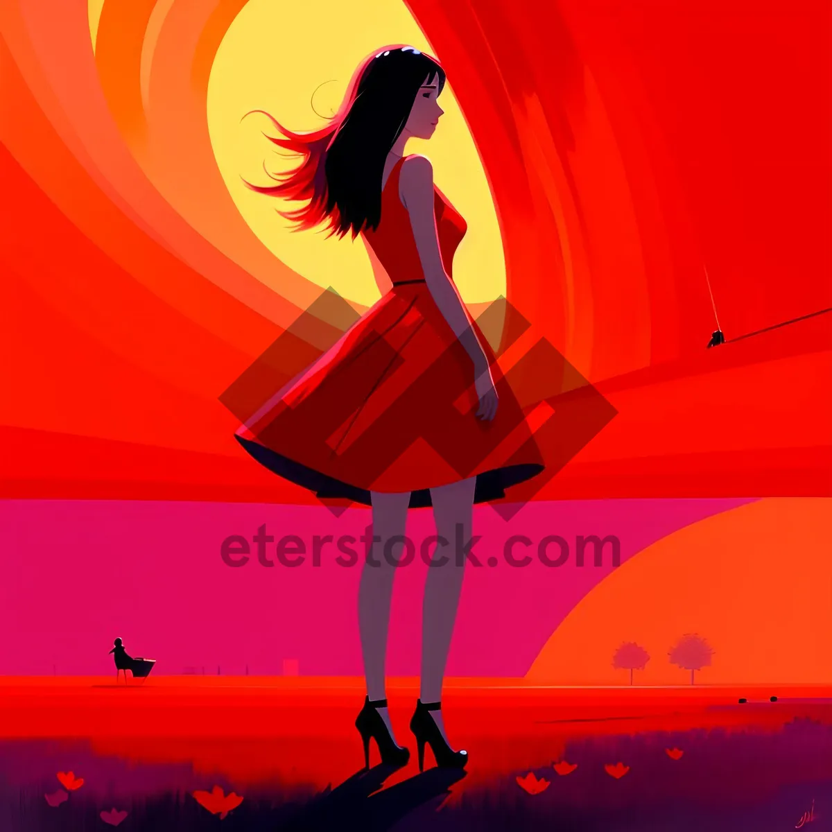 Picture of Orange Silhouette Art Design